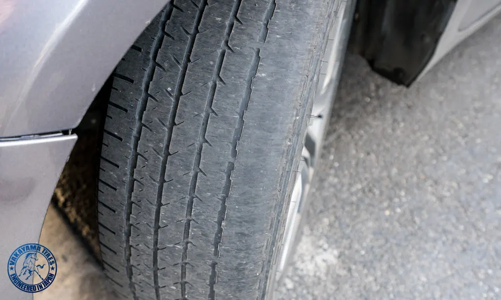 closeup uneven tyre